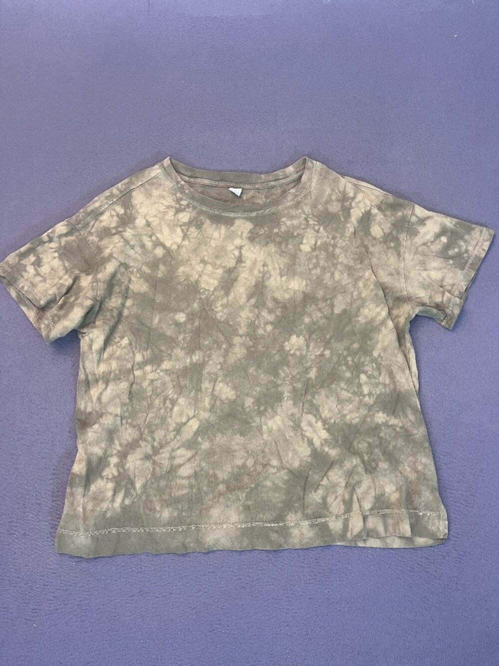 Old Navy Tie-Dye Pocket T Shirt women Large Green Unisex Faded Crop Short Sleeve